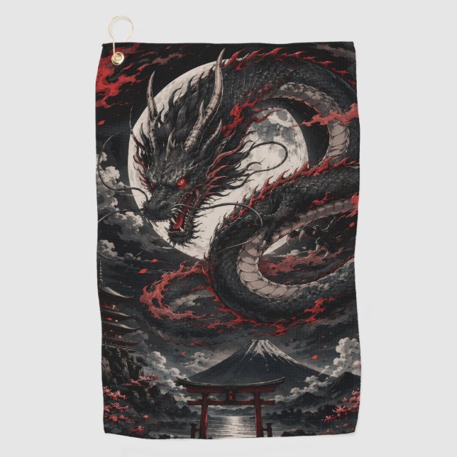 Blood Moon Dragon Golf Towel (Front)