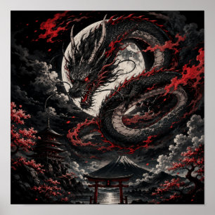 Blood Moon Dragon Poster