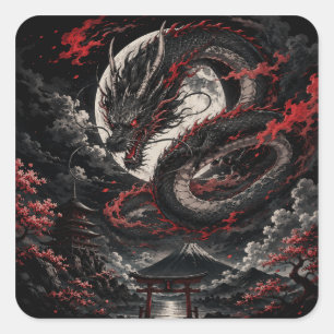 Blood Moon Dragon Square Sticker