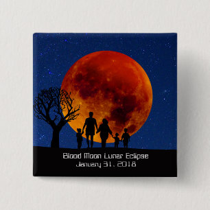 Blood Moon Lunar Eclipse 2018 15 Cm Square Badge