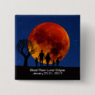 Blood Moon Lunar Eclipse 2019 15 Cm Square Badge