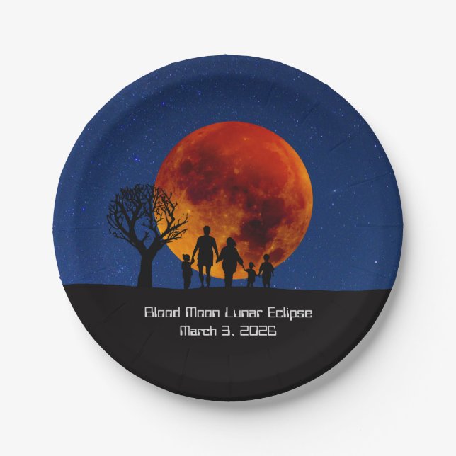 Blood Moon Lunar Eclipse 2026 Paper Plate (Front)