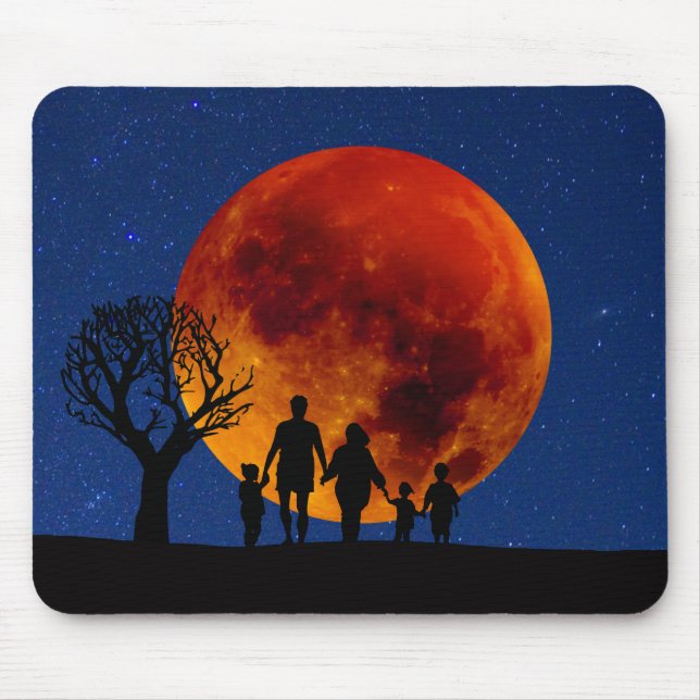 Blood Moon Lunar Eclipse Family Mouse Pad (Front)