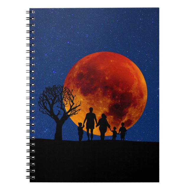Blood Moon Lunar Eclipse Family Spiral Notebook (Front)