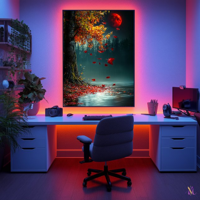 Blood Moon Over Autumn Lake - Mystical Fall Poster (Creator Uploaded)
