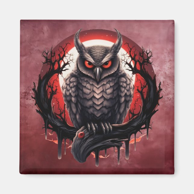 Blood Moon Owl Magnet (Front)