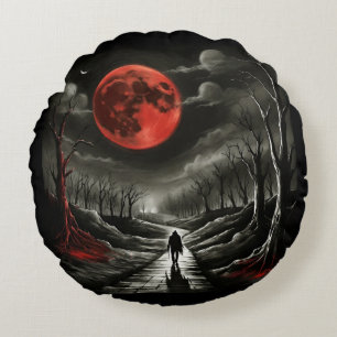 Blood moon round cushion
