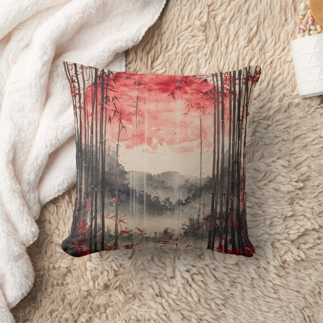 Blood Moon Sakura Ink Wash (1) Cushion (Blanket)