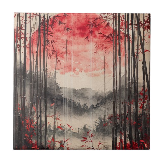 Blood Moon Sakura Ink Wash (1) Tile (Front)