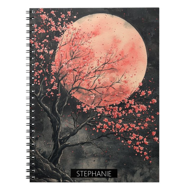 Blood Moon Sakura Ink Wash (2) Notebook (Front)