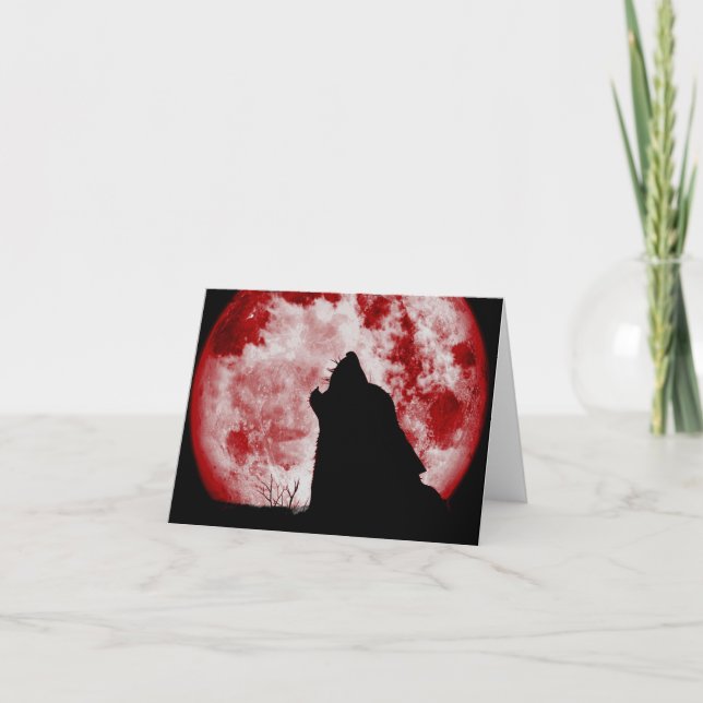 Blood Moon Wolf Note Card (Front)