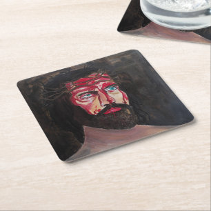 Blood of Christ Painting by Alfred Fox Square Paper Coaster