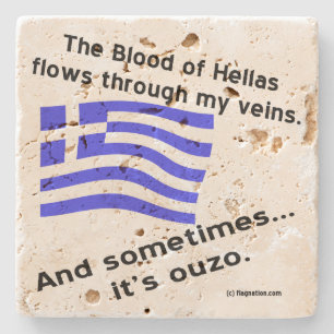 Blood of Hellas Flow Veins Sometimes Ouzo Stone Coaster