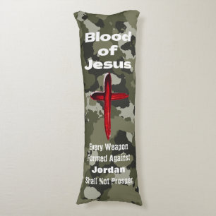 Blood of Jesus Green Camo Personalized Prayer Body Cushion