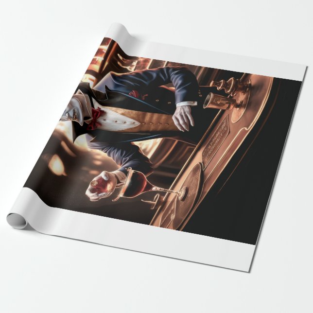 Blood on the Bar, Dracula's Bartending Wrapping Paper (Unrolled)