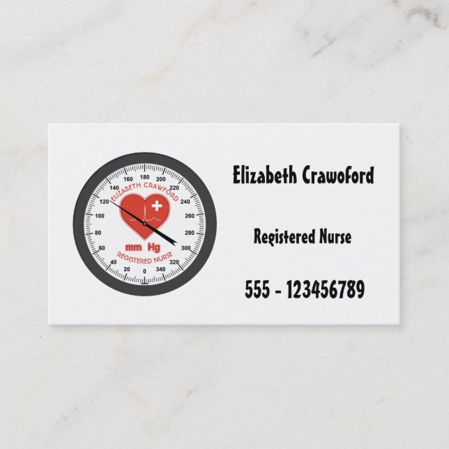 Blood Pressure Monitor Nurse Doctor Health Care Business Card (Front)