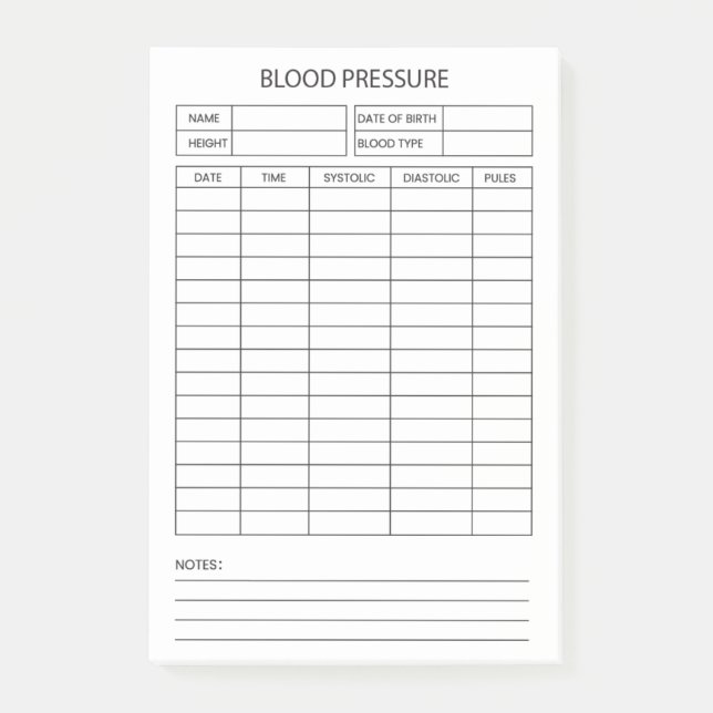 Blood Pressure Post-it Notes (Front)
