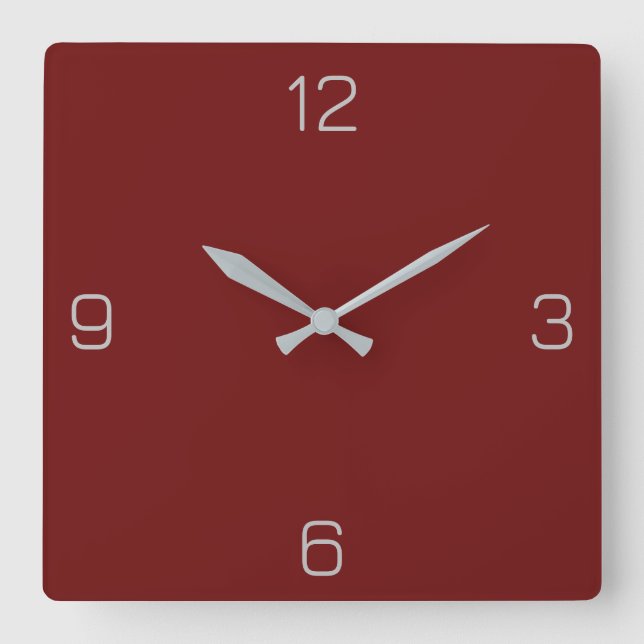 Blood Red 6F100F Colour with Add a Name Option Square Wall Clock (Front)