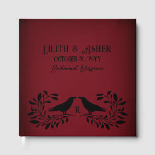 Blood Red Black Raven Goth Wedding Guest Book