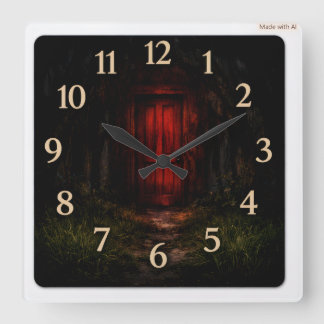 Blood-Red Door Forest Clock