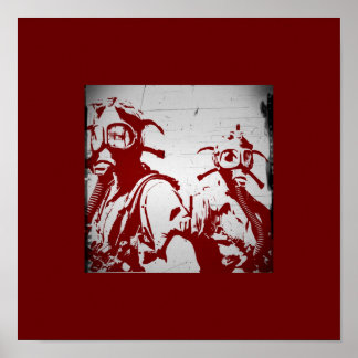Blood Red Gas Masks Poster