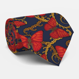 Blood Red Glider Butterfly Fractal Tie