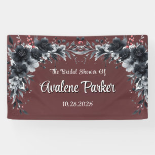 Blood Red Gothic Black Floral Bridal Shower Banner