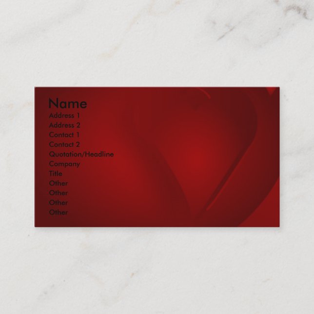 Blood Red Hearts Business Cards (Front)