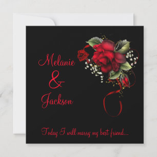 Blood Red Roses Post Wedding Invitation