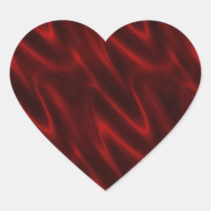 Blood Red Silk Patterned Heart Sticker Sheet