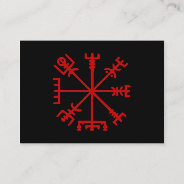 Blood Red Vegvísir (Viking Compass) Business Card (Back)
