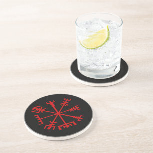 Blood Red Vegvísir (Viking Compass) Coaster