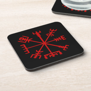 Blood Red Vegvísir (Viking Compass) Coaster