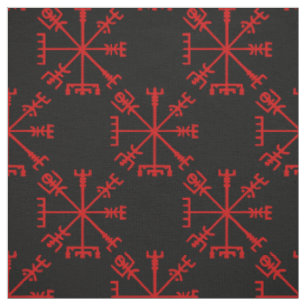 Blood Red Vegvísir (Viking Compass) Fabric