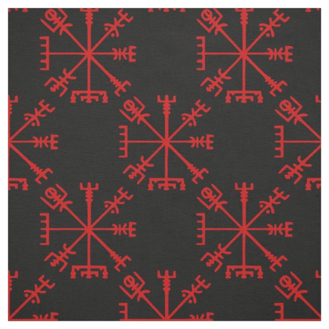 Blood Red Vegvísir (Viking Compass) Fabric (Swatch)