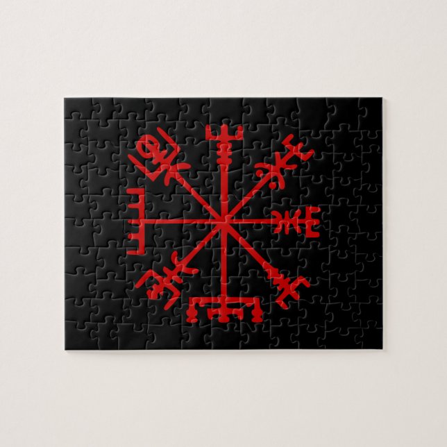 Blood Red Vegvísir (Viking Compass) Jigsaw Puzzle (Horizontal)