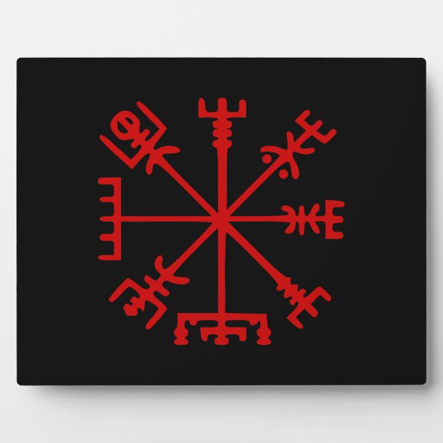 Blood Red Vegvísir (Viking Compass) Plaque (Front)