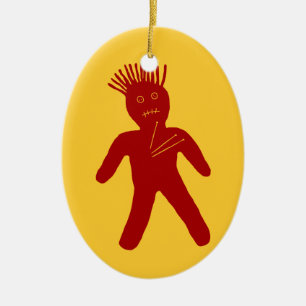 Blood Red Voodoo Doll Ceramic Tree Decoration