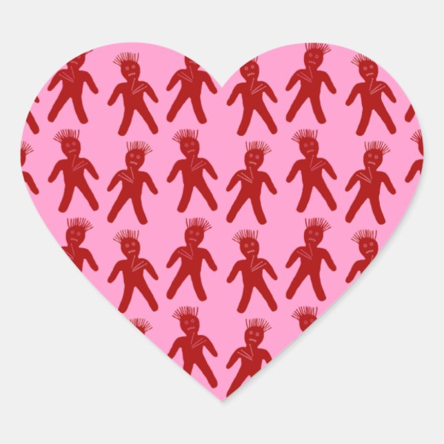 Blood Red Voodoo Doll Heart Sticker (Front)