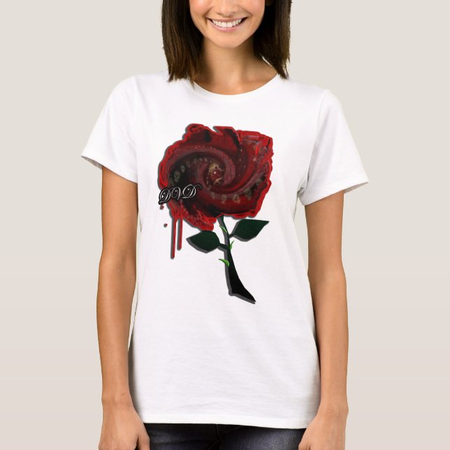 Blood rose girls goth emo industrial music club T-Shirt (Front)