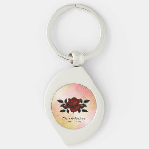Blood Rose Goth Wedding Party Gift Peach Keychain