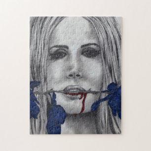 Blood Roses Vampire Woman Goth Horror Fantasy Art Jigsaw Puzzle