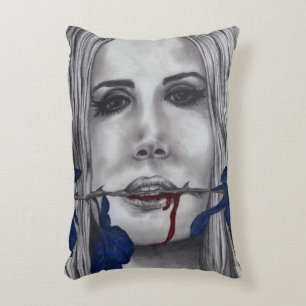 Blood Roses Vampire Woman Goth Original Art Decorative Cushion