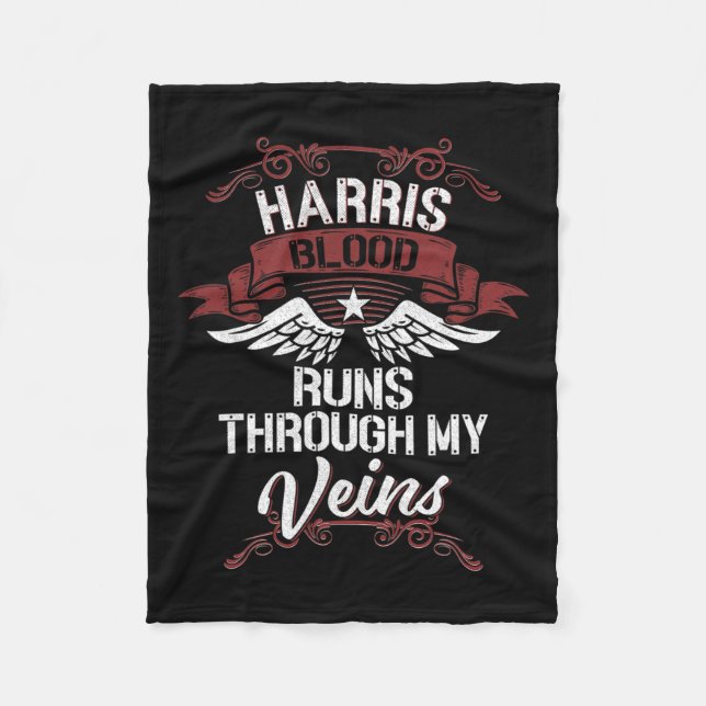 Blood Runs Through My Veins - Last Name Family  Fleece Blanket (Front)