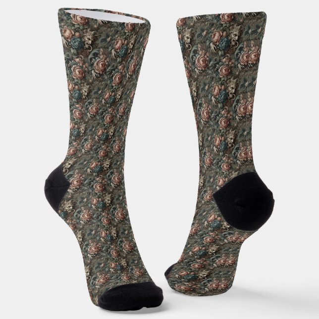 Blood Shadows Ritual – Gothic Victorian Delirium Socks (Angled)