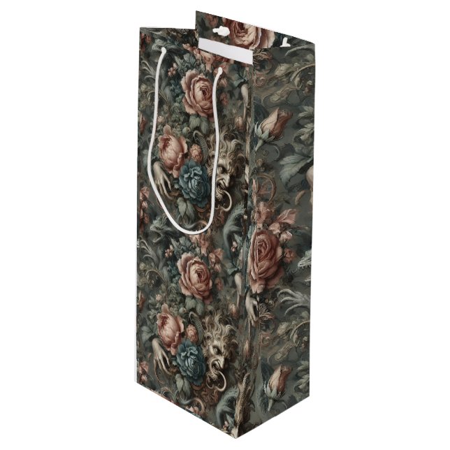 Blood Shadows Ritual – Gothic Victorian Wine Gift Bag (Front Angled)