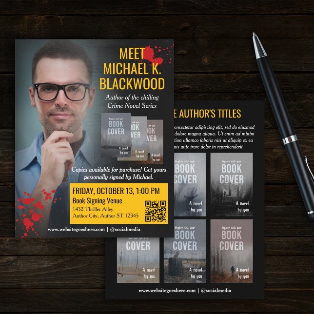 Blood Spatter Horror Crime Author Meet Greet Flyer (Creator Uploaded)