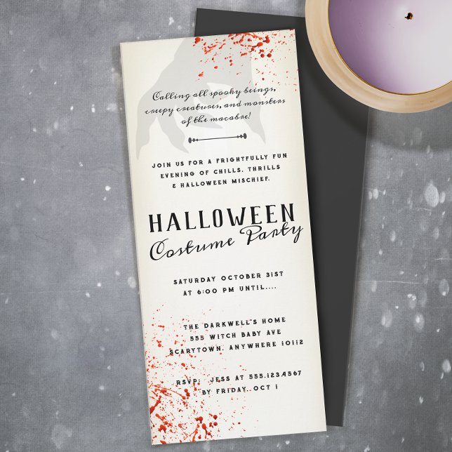 Blood Splatter Adult Halloween Party Invitation (Creator Uploaded)