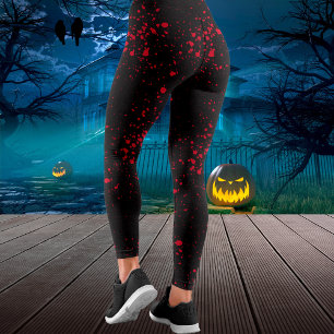 Blood Splatter Black & Red Halloween Leggings