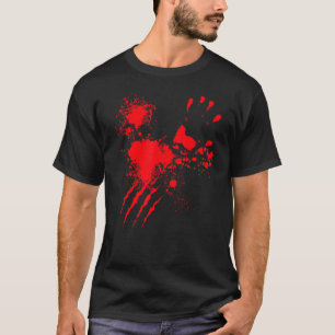 Blood Splatter Bloody Hand Real   Halloween Costum T-Shirt